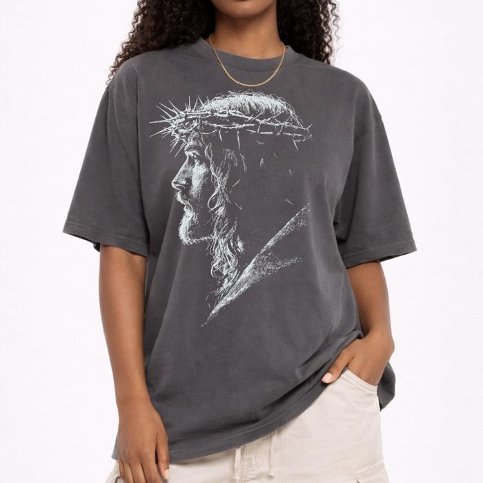 Jesus Portrait Graphic Tee, Oversized Street Wear, Shaka Brand Tee