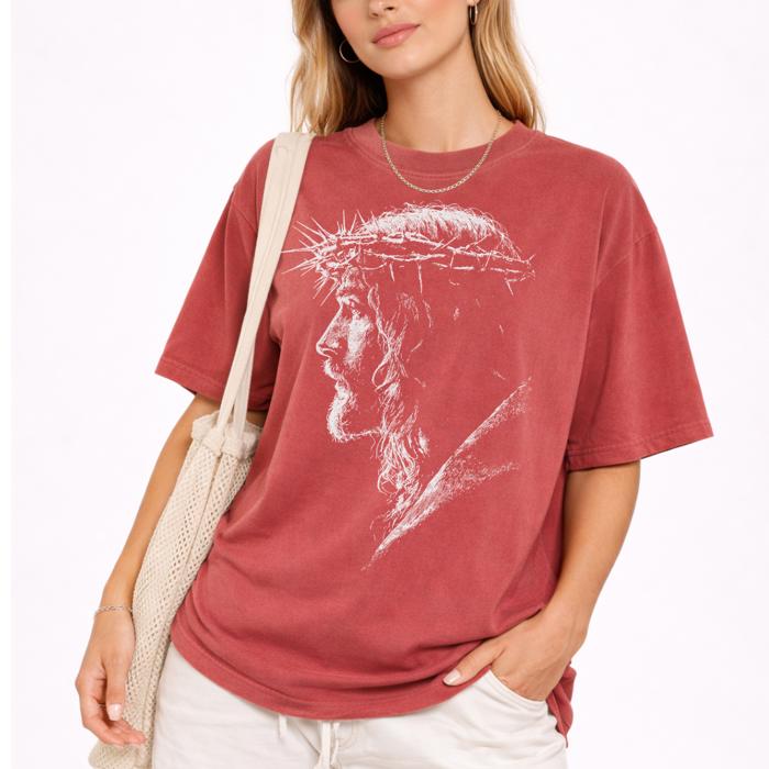Jesus Portrait Graphic Tee, Oversized Street Wear, Shaka Brand Tee