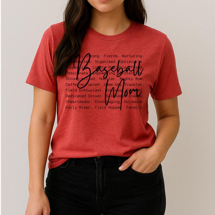 Baseball Mom Words Graphic Tee, Sports Tee, Mom Tee, Bella Canvas