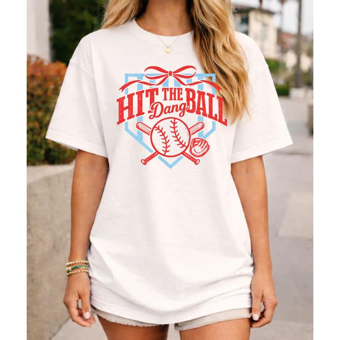Hit The Dang Ball Graphic Tee, Comfort Color Tee, Oversized Fit