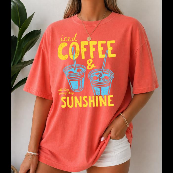 Coffee & Sunshine Graphic Tee, Comfort Color Tee, Oversized Shirt