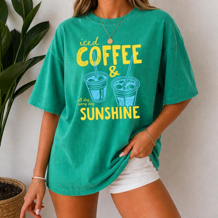 Coffee & Sunshine Graphic Tee, Comfort Color Tee, Oversized Shirt