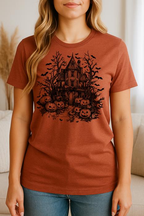 Haunted House Graphic Tee, Halloween Tee