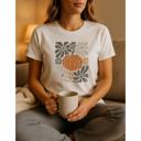  Abstract Floral Pumpkin Graphic Tee, Fall Shirt
