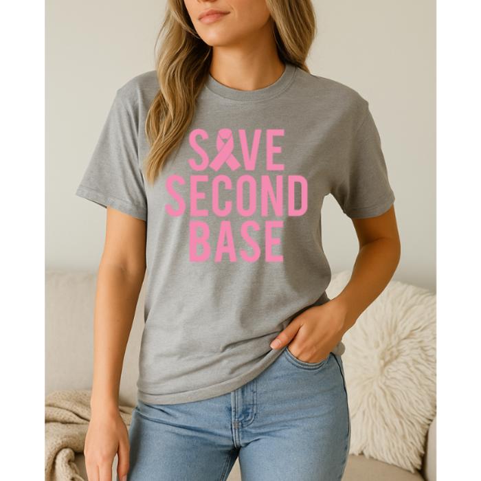Save Second Base Graphic Tee, Breast Cancer Shirt
