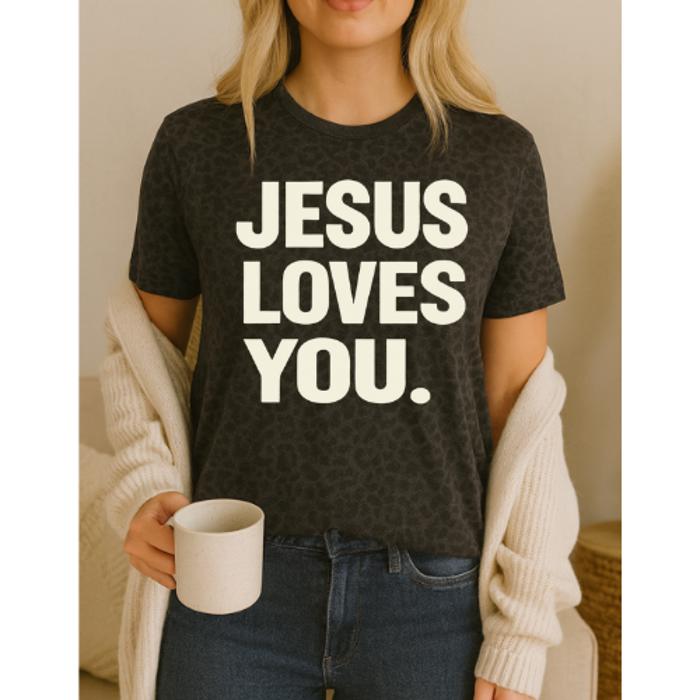 Jesus Loves You Leopard Graphic Tee