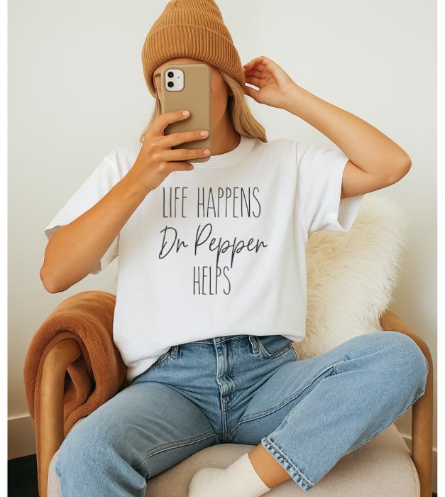 Life Happens Coffee Helps Graphic Tee, Comfort Color Shirt