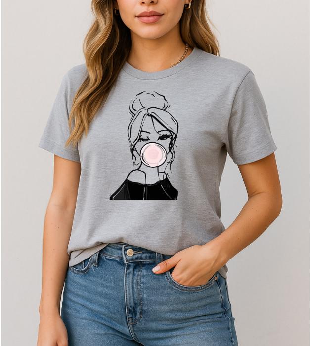 Bubble Gum Woman Graphic Tee, Bella Canvas Tee