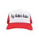 Hey Batter Batter Red C.C. Brand Embroidered Trucker Hats