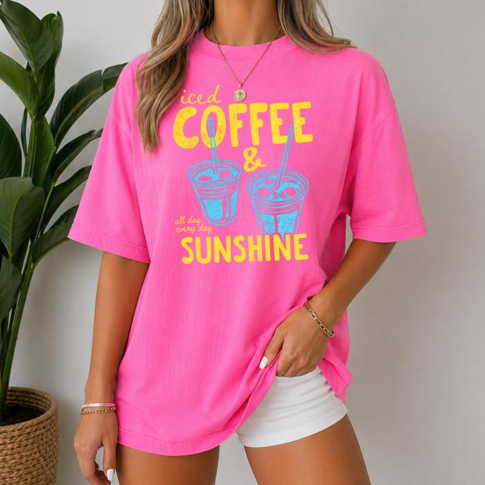 Coffee & Sunshine Graphic Tee, Comfort Color Tee, Oversized Shirt