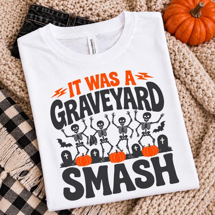 Graveyard Smash Halloween Crop Tee, Bella Canvas Crop, Retro Skeleton Halloween Shirt, Dancing Skeleton Graphic Tee, Spooky Season Top