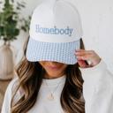  Homebody Embroidered Baseball Cap, Gingham Print Brim, Snapback