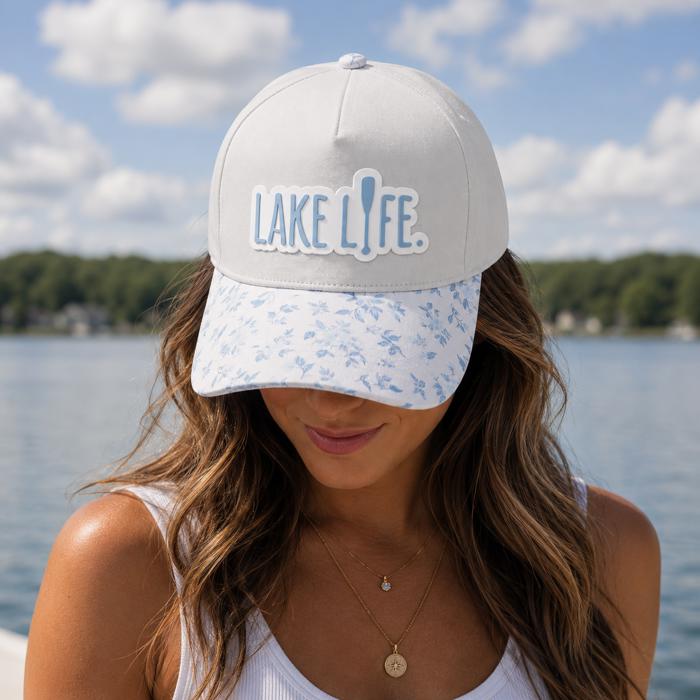 Lake Life Rubber Patch Hat, Floral Hat