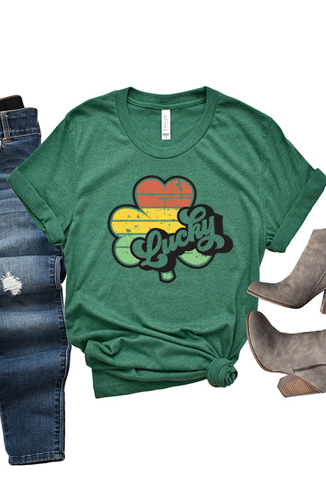 Lucky Clover Graphic Tee, St Patrick's Tee, Bella Canvas Shirt
