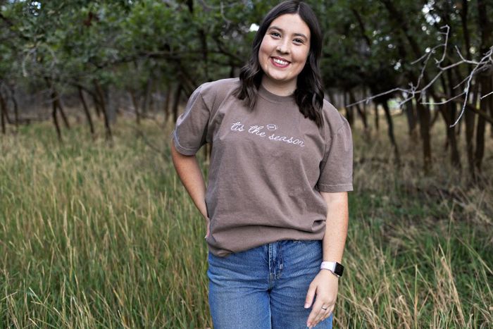 Tis the Season Embroidered Football Shirt, Comfort Colors  Tee, Game Day Shirt, Football Season Tee,  Fall Football Shirt, Sports Mom Gift