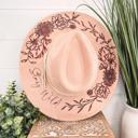  Floral burned hat - triple flower design, Burned Hat, Floral Engraved Cowboy Hat, Sunflower Hat, Sunflower Burned Fedora, Engraved Suede Hat