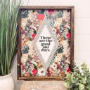  These are the Good Old Days Wooden Framed Sign, Unique Wall Decor, Rattan Wall Hanging, Quote Sign, Floral Home Decor, Inspirational Quote