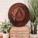  Leave Her Wild Floral Burned Hat, Floral Engraved Cowboy Hat, Sunflower Hat, Sunflower Burned Fedora, Engraved Felt Hat, Boho Hat