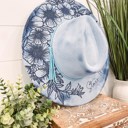  Floral Burned Hat, Floral Engraved Cowboy Hat, Sunflower Hat, Sunflower Burned Fedora, Engraved Suede Hat, Boho Hat, Vegan Suede