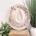  Floral Butterfly Burned Hat, Floral Engraved Cowboy Hat, Sunflower Hat, Sunflower Burned Fedora, Engraved Suede Hat, Boho Hat, Vegan Suede