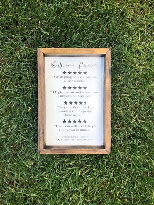 Bathroom Reviews Wooden Sign, Bathroom Decor, Rustic Farmhouse Wooden Sign, Bathroom Word Search, Funny Bathroom Signs, Housewarming Present