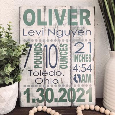 Baby Stats Wood Sign, Birth Announcement Sign, Baby Wooden Sign, Birth Sign, Baby Birth Wooden Sign, Baby Gift, Baptism Gift,