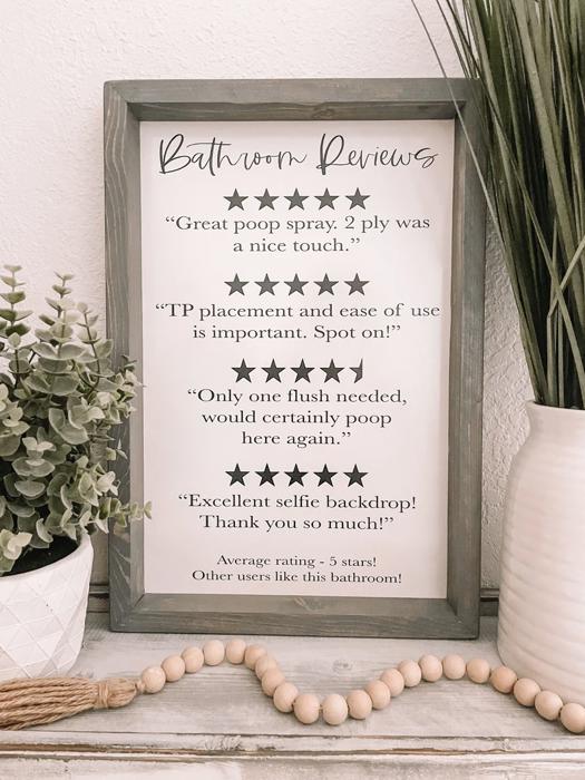 Bathroom Reviews Wooden Sign, Bathroom Decor, Rustic Farmhouse Wooden Sign, Bathroom Word Search, Funny Bathroom Signs, Housewarming Present