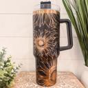  Sunflower Tumbler 40oz, Sunflower Travel Mug, Engraved Tumbler, Engraved Mug, Floral Tumbler, Full Wrap Tumbler, Copper and Cream Cup