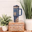  Sunflower Tumbler 40oz, Sunflower Travel Mug, Engraved Tumbler, Engraved Mug, Floral Tumbler, Full Wrap Tumbler, Copper and Cream Cup