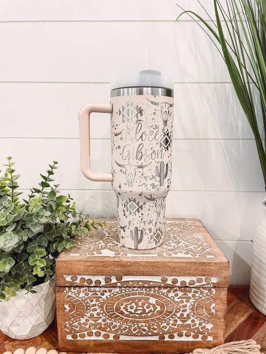 Paint Splatter Western 40oz Tumbler, Travel Mug, Engraved Tumbler, Cowgirl Engraved Mug, Cowboy Mug, Highland Cow Tumbler, Nashville Bachelorette Party