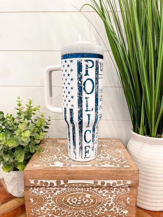 We The People Police 40oz Tumbler, Policeman Gift, Police Mug, Engraved Police Tumbler, Gift for Police, Patriotic Tumbler