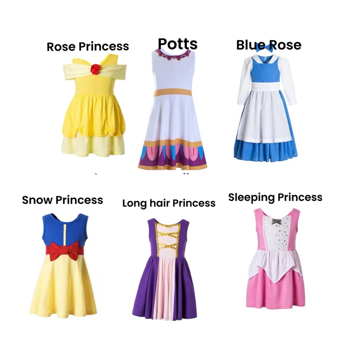 Theme Park Dress | Multiple Styles | Princess Character Dress | Play Dress | Costume | Theme Park Merch |Kids Dresses Dress Up Pretend Play