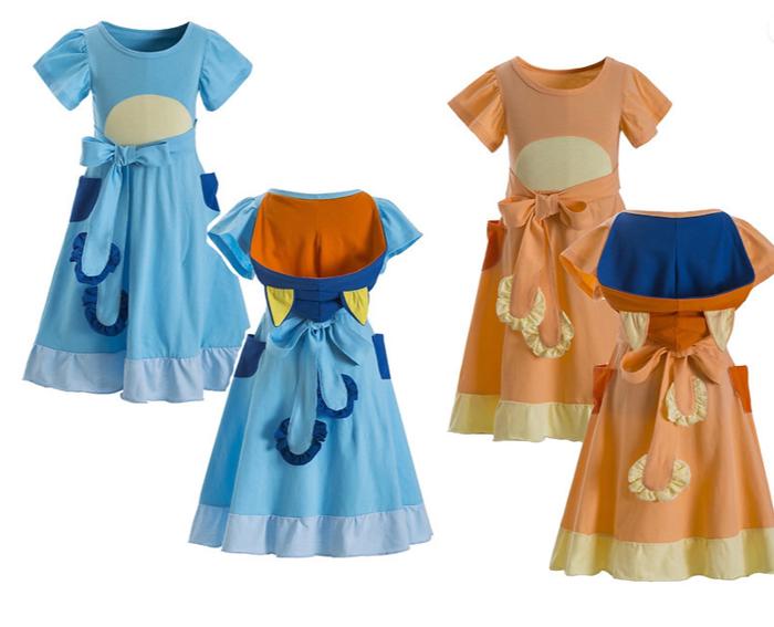 Blue Character Dress | Theme Park Merch | Theme Park Apparel | Play Dress Costume Kids Dresses Dress Up Pretend Play