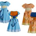  Blue Character Dress | Theme Park Merch | Theme Park Apparel | Play Dress Costume Kids Dresses Dress Up Pretend Play
