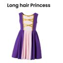 Long Hair Princess 4 Theme Park Dress | Multiple Styles | Princess Character Dress | Play Dress | Costume | Theme Park Merch |Kids Dresses Dress Up Pretend Play