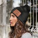 Black Black Custom Personalized Patch Beanie
