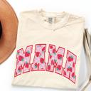  MAMA Varsity Tee — Strawberry-Patterned Letters on Ivory Comfort Colors -Unisex & Cropped