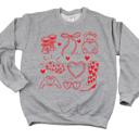  Valentine Doodle Bow Sweatshirt
