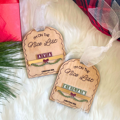 Personalized Nice List Name Christmas Ornament