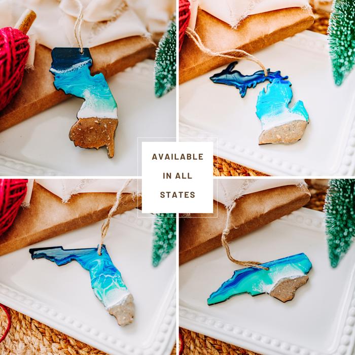 State Shaped Beach Theme Christmas Ornament