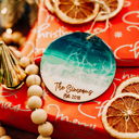  Personalized Beach Christmas Ornament, Engagement Gift, New Last Name Ornaments