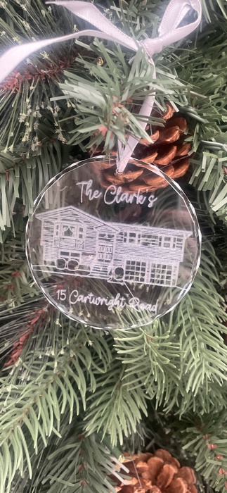 Personalized House Christmas Ornament, Custom Laser Engraved Line Drawing  
