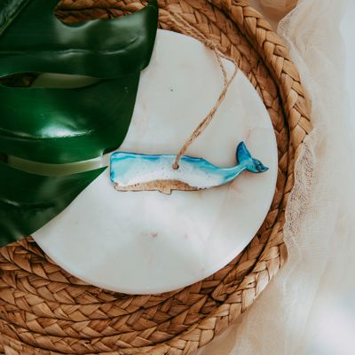 Whale Christmas Ornament, Handmade Coastal Beach Decor, Real Sand Art Gift for Whale Lovers