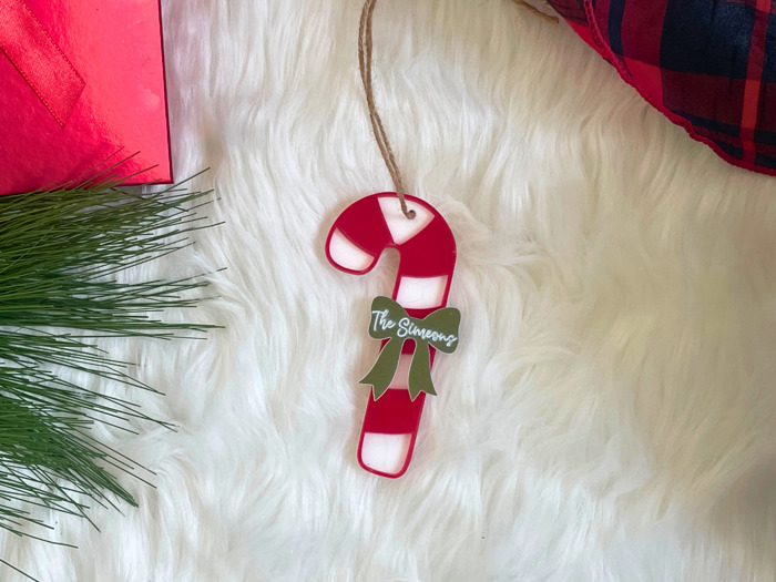 Personalized Candy Cane Christmas Ornament, Last Name Stocking Stuffer