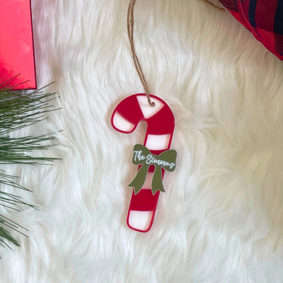 Personalized Candy Cane Christmas Ornament, Last Name Stocking Stuffer