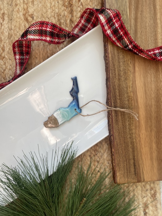 State Shaped Beach Theme Christmas Ornament