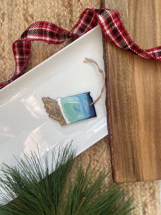 State Shaped Beach Theme Christmas Ornament