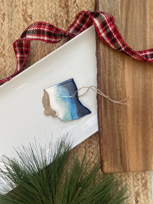 State Shaped Beach Theme Christmas Ornament