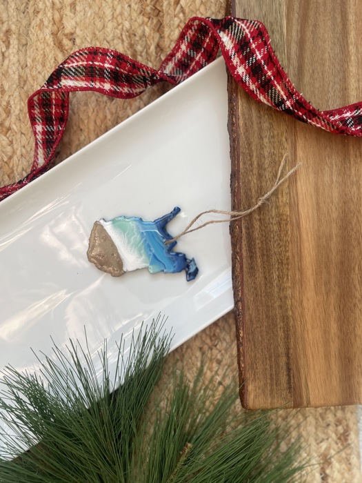 State Shaped Beach Theme Christmas Ornament