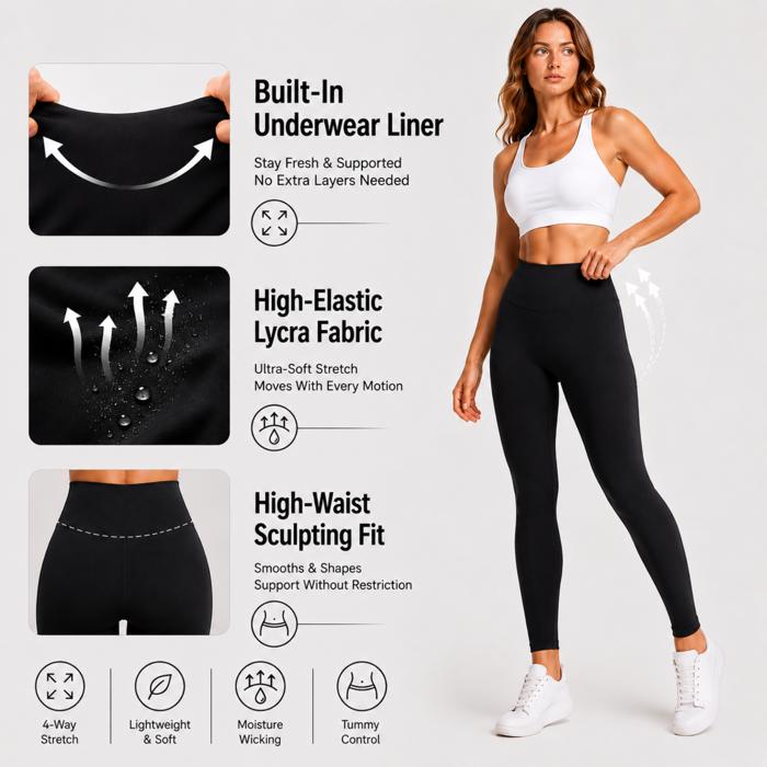WOO YOGA High Waist Built-In Underwear Legging
